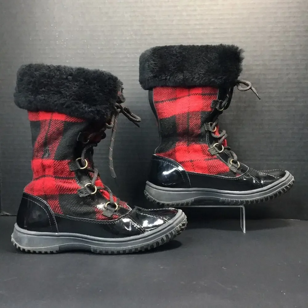 Polo by Ralph Lauren Big‎ Kid Everest Boots Black Leather w/ Shearling Size 4